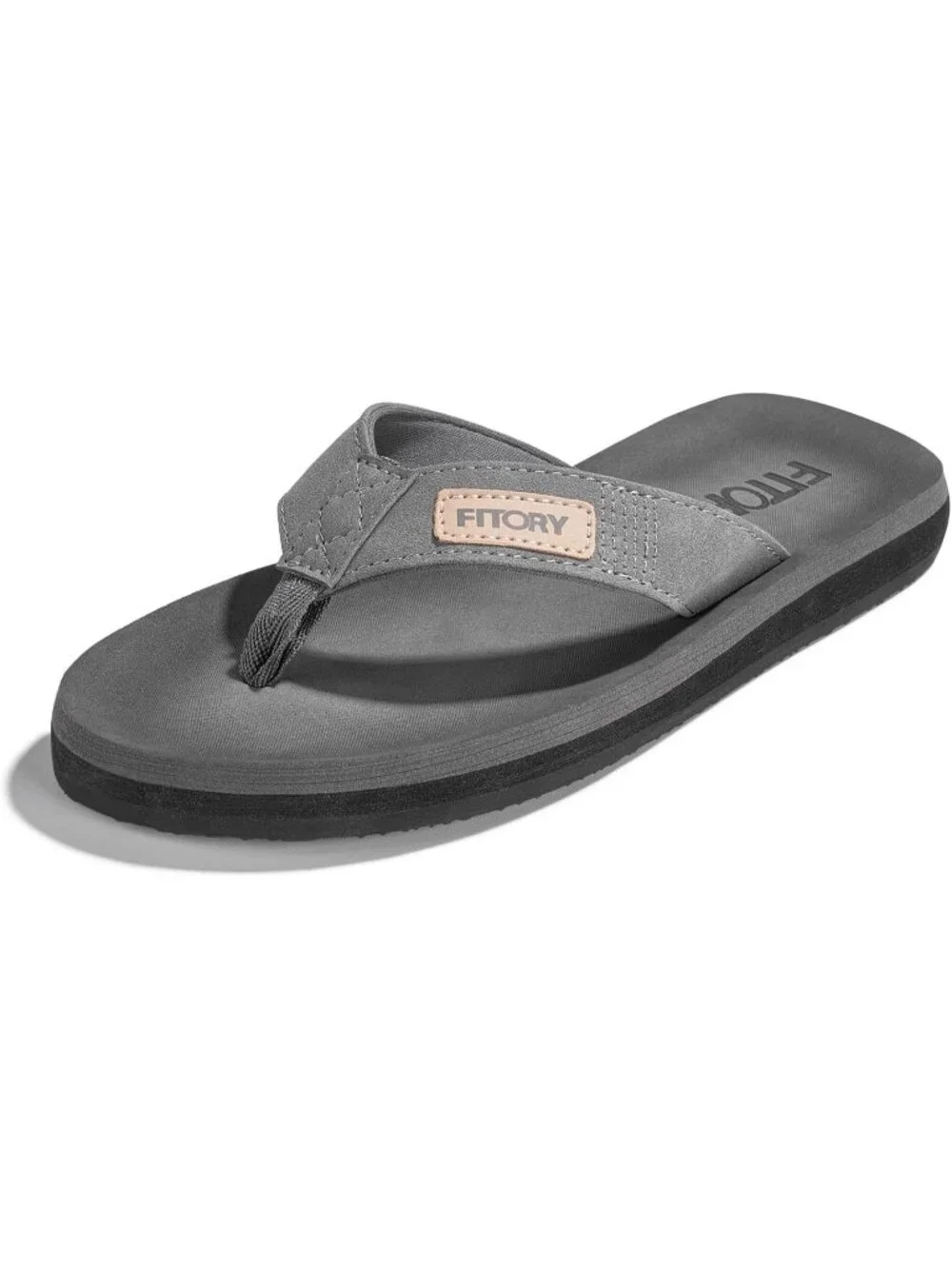 Mens Grey Flat Thongs Solid Comfort Split Toe Rubber Flip Flop Slipper Shoes